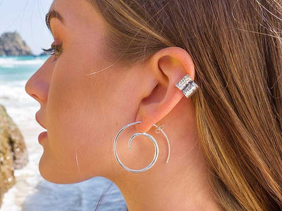 Silver Earrings - Textured Ear Cuff