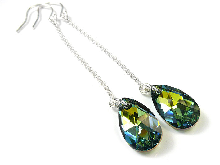 Silver Earrings - Swarovski Crystal Sahara Drop