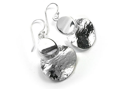 Silver Earrings - Textured Crescent