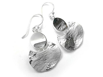 Silver Earrings - Textured Crescent