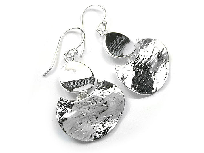 Silver Earrings - Textured Crescent