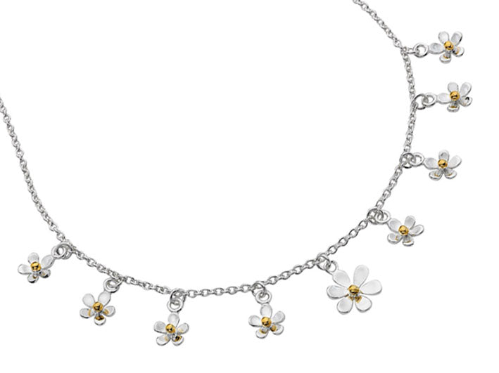 Silver Earrings - Flower Chain