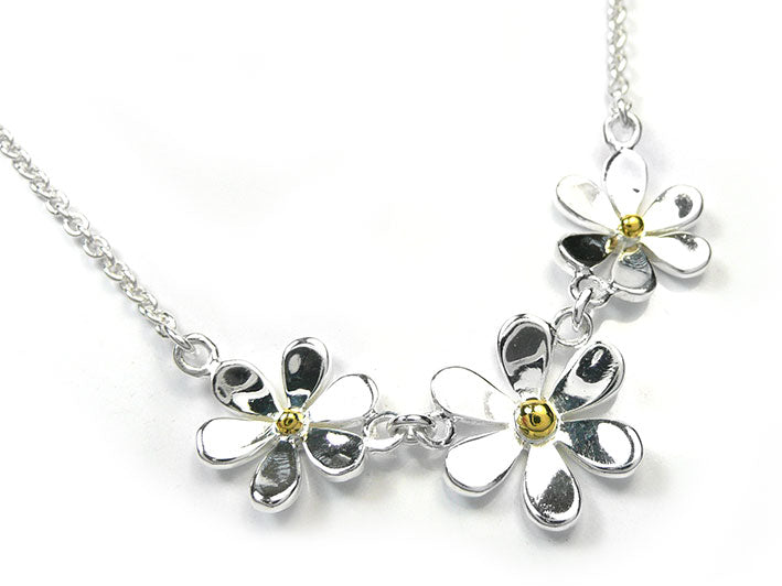 Silver Necklace - Flower Trio