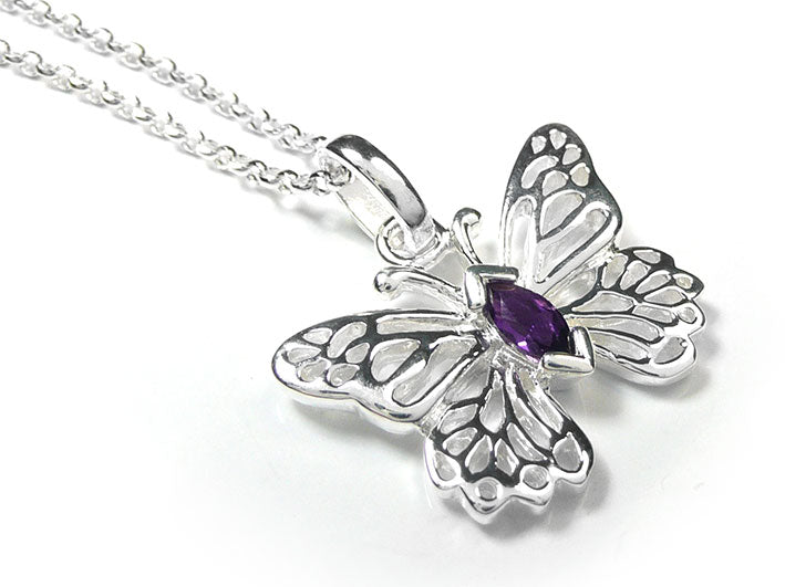 Silver Pendant - Butterfly Amethyst