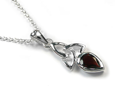 Silver Pendant - Celtic Trinity Garnet