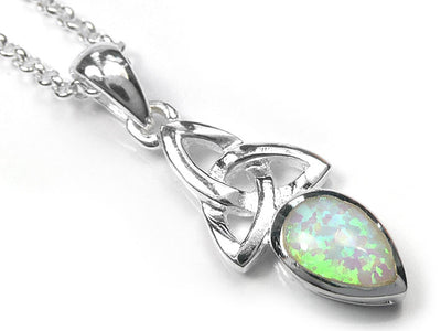 Silver Pendant - Celtic Trinity Opal