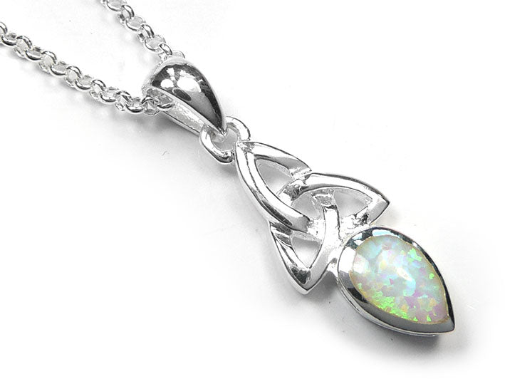 Silver Pendant - Celtic Trinity Opal