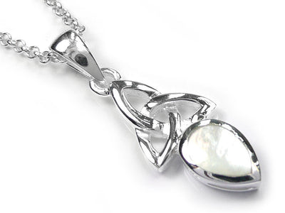 Silver Pendant - Celtic Trinity Pearl
