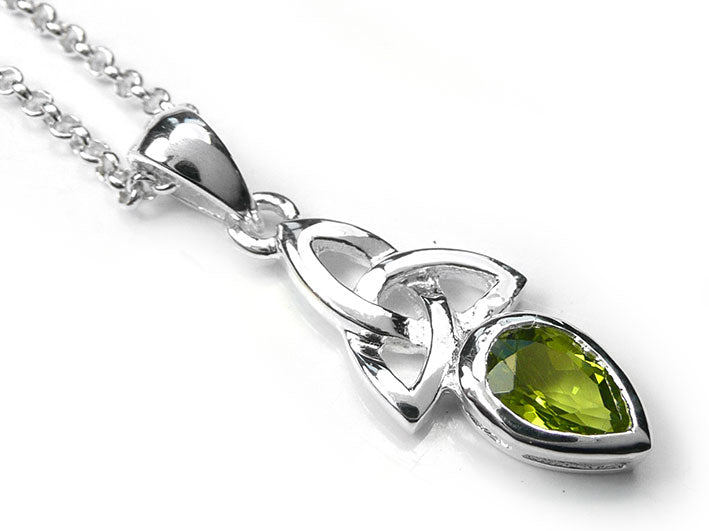 Silver Pendant - Celtic Trinity Peridot