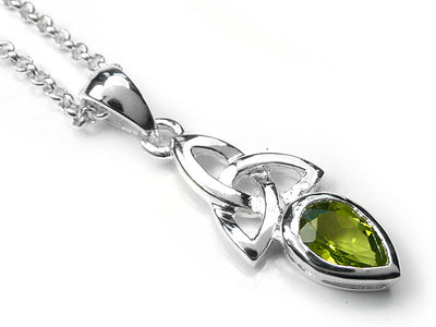 Silver Pendant - Celtic Trinity Peridot