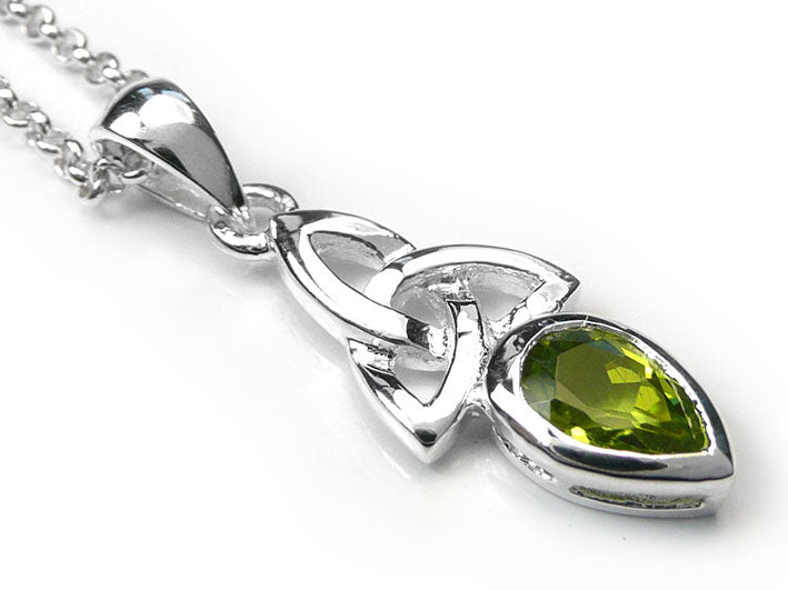 Silver Pendant - Celtic Trinity Peridot