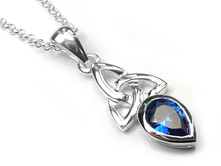 Silver Pendant - Celtic Trinity Sapphire