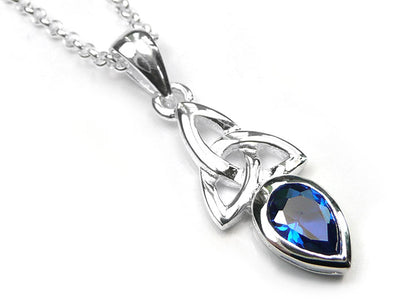 Silver Pendant - Celtic Trinity Sapphire
