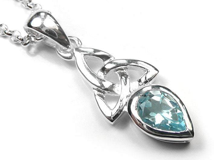 Silver Pendant - Celtic Trinity Topaz