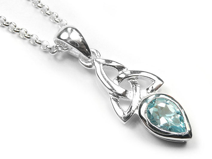 Silver Pendant - Celtic Trinity Topaz