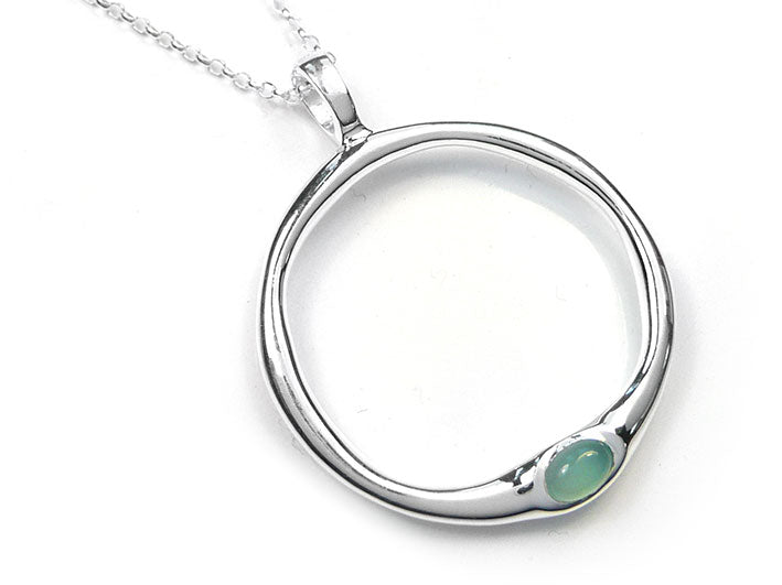 Silver Pendant - Chalcedony Ring