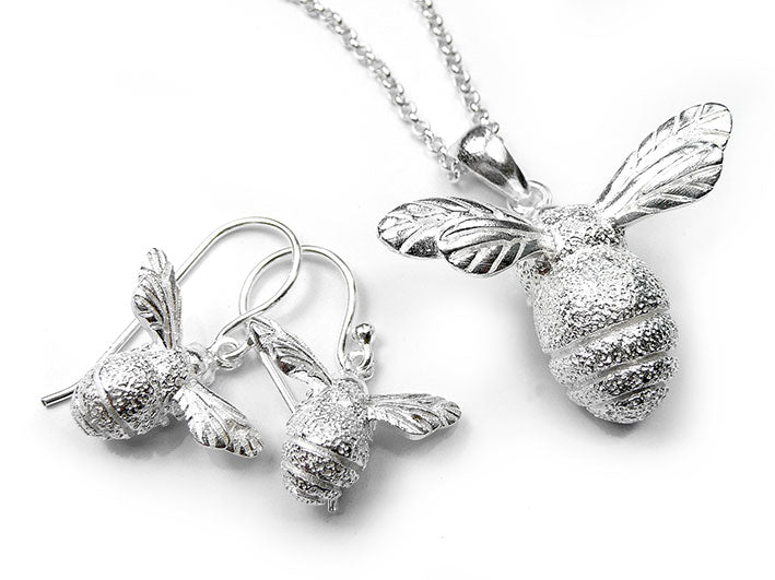 Silver Earrings - Bee