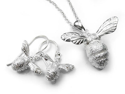 Silver Earrings - Bee