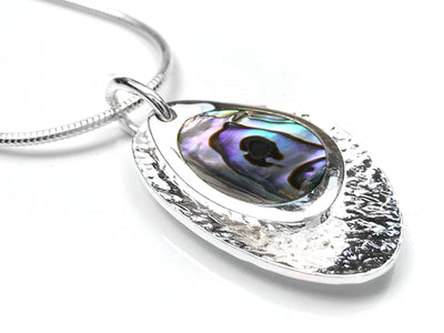 Silver Pendant - Paua Shell Pebbles