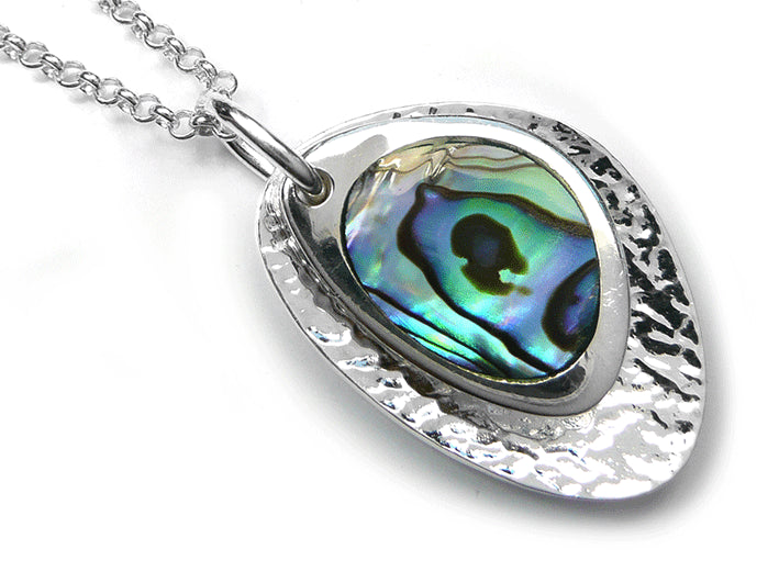 Silver Pendant - Paua Shell Pebbles
