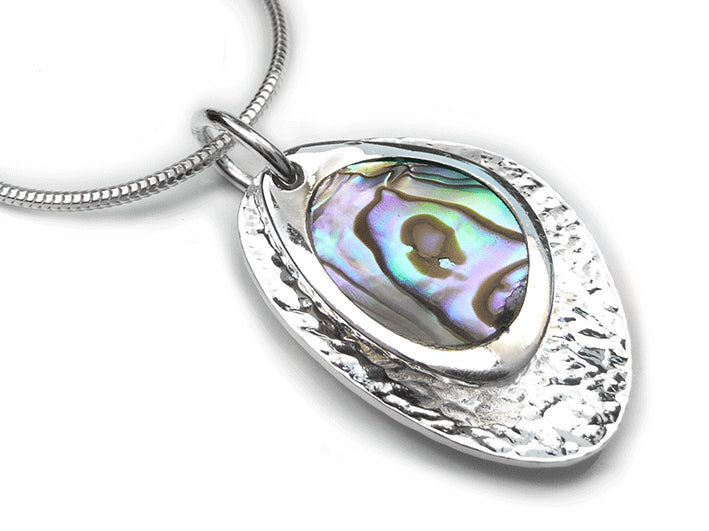 Silver Pendant - Paua Shell Pebbles