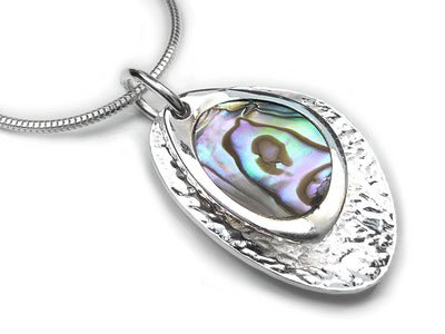 Silver Pendant - Paua Shell Pebbles