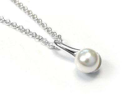 Silver Pendant - Pearl Drop