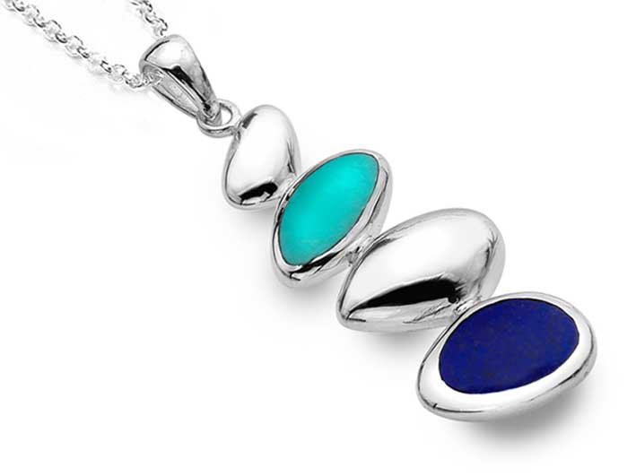 Silver Pendant - Gemstones Pebbles