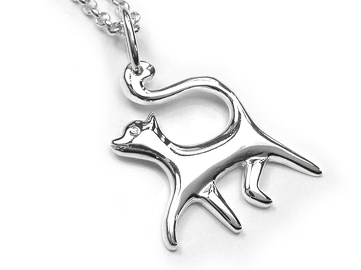 Silver Pendant - Prancing Cat