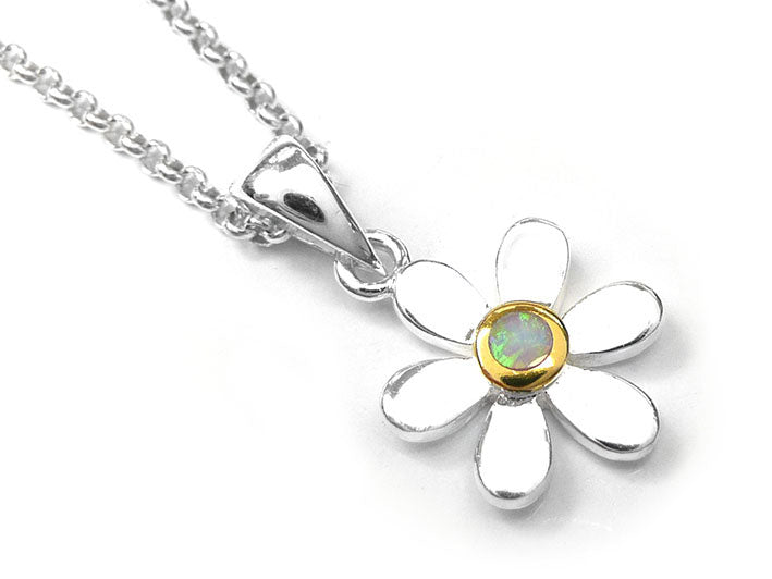 Silver Pendant - Pretty Daisy Opal