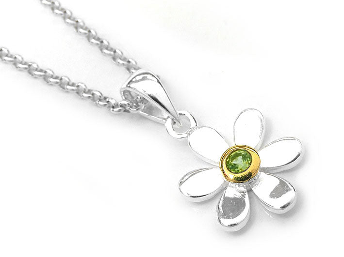Silver Pendant - Pretty Daisy Peridot