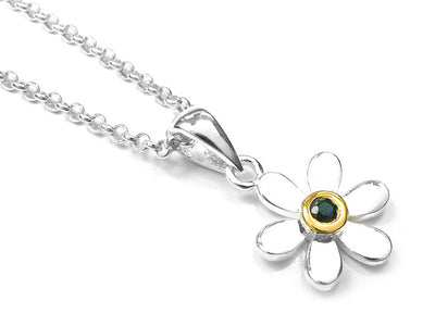 Silver Pendant - Pretty Daisy Sapphire