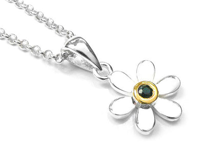 Silver Pendant - Pretty Daisy Sapphire