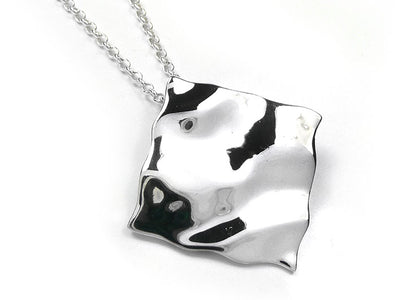 Silver Pendant - Rippled Square