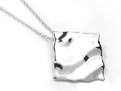 Silver Pendant - Rippled Square