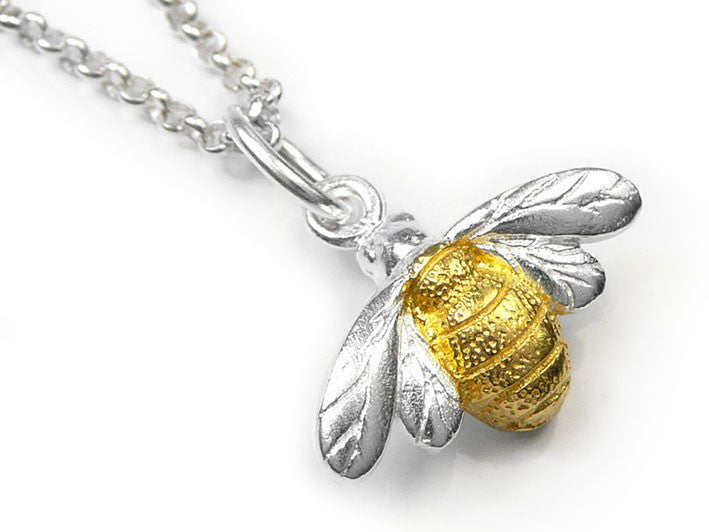 Silver Pendant - Simple Bee