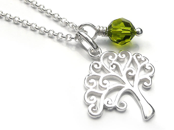Silver Pendant - Swirly Tree Of Life