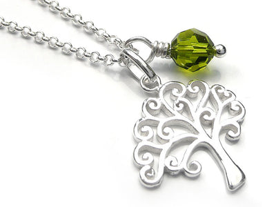 Silver Pendant - Swirly Tree Of Life