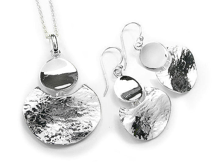 Silver Earrings - Textured Crescent