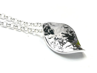 Silver Pendant - Twisted Leaf