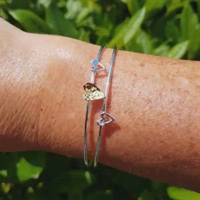 Silver Bangle - Heart Trio